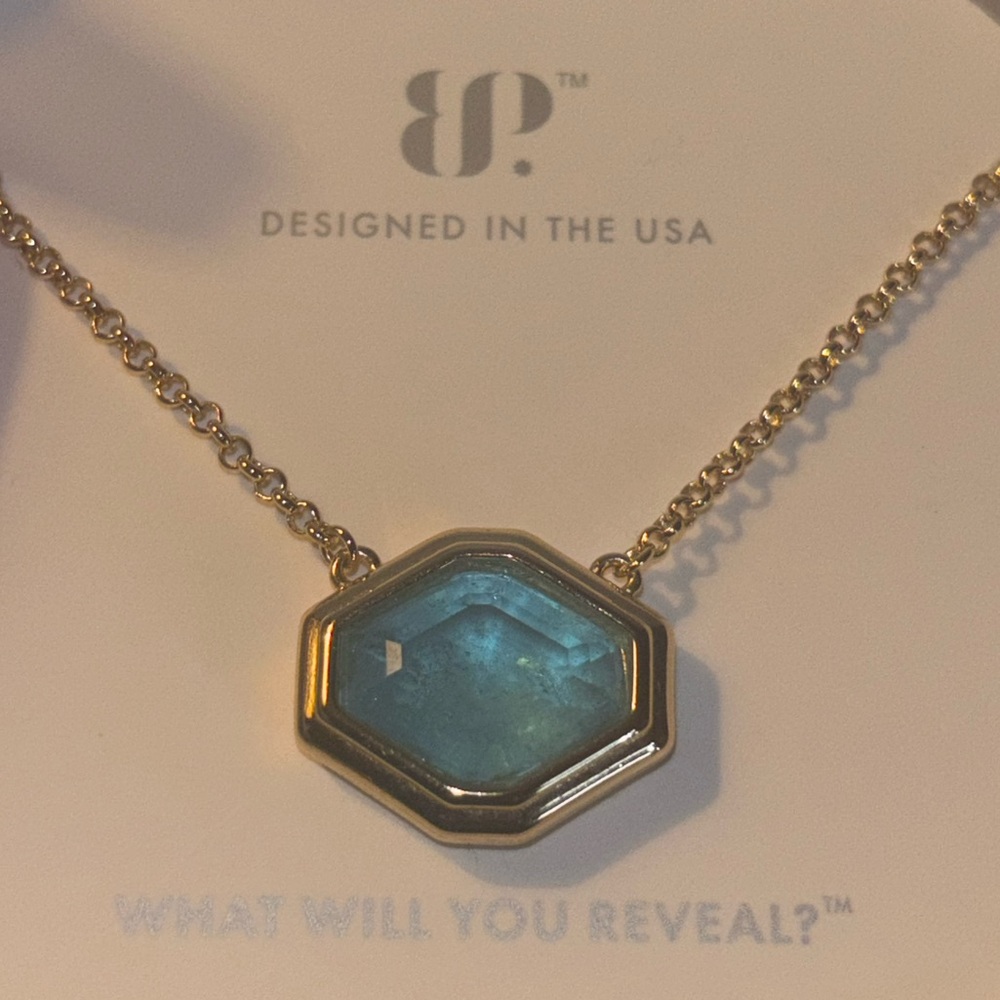 "Laced With Distant Fire" Blue Quartz Gold Necklace